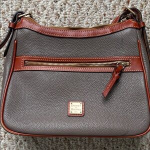 Dooney & Bourke Pebble Grain Leather Crossbody Bag – Brown/Tan Trim